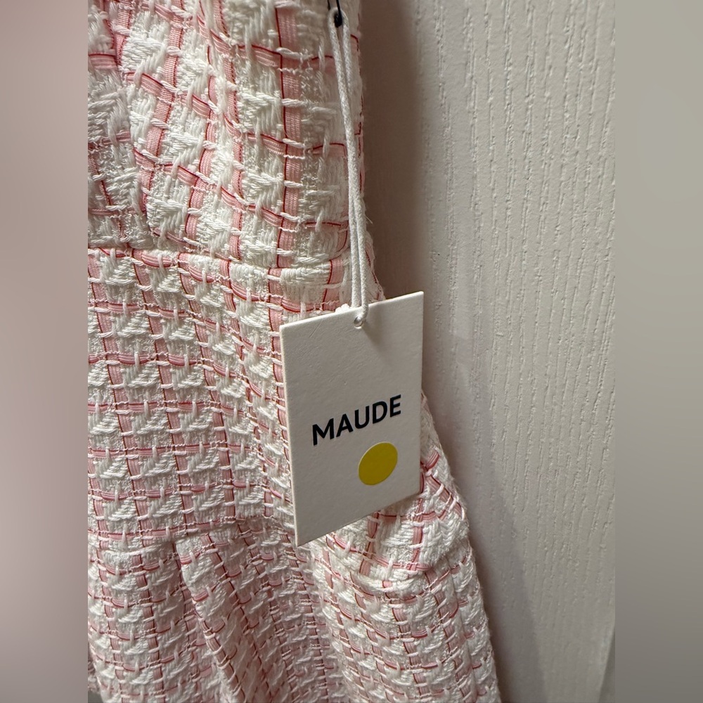 MAUDE CLUB Anderson Tweed Halter Polo Mini Dress in Pink Tweed Size S NWT - Picture 10 of 10